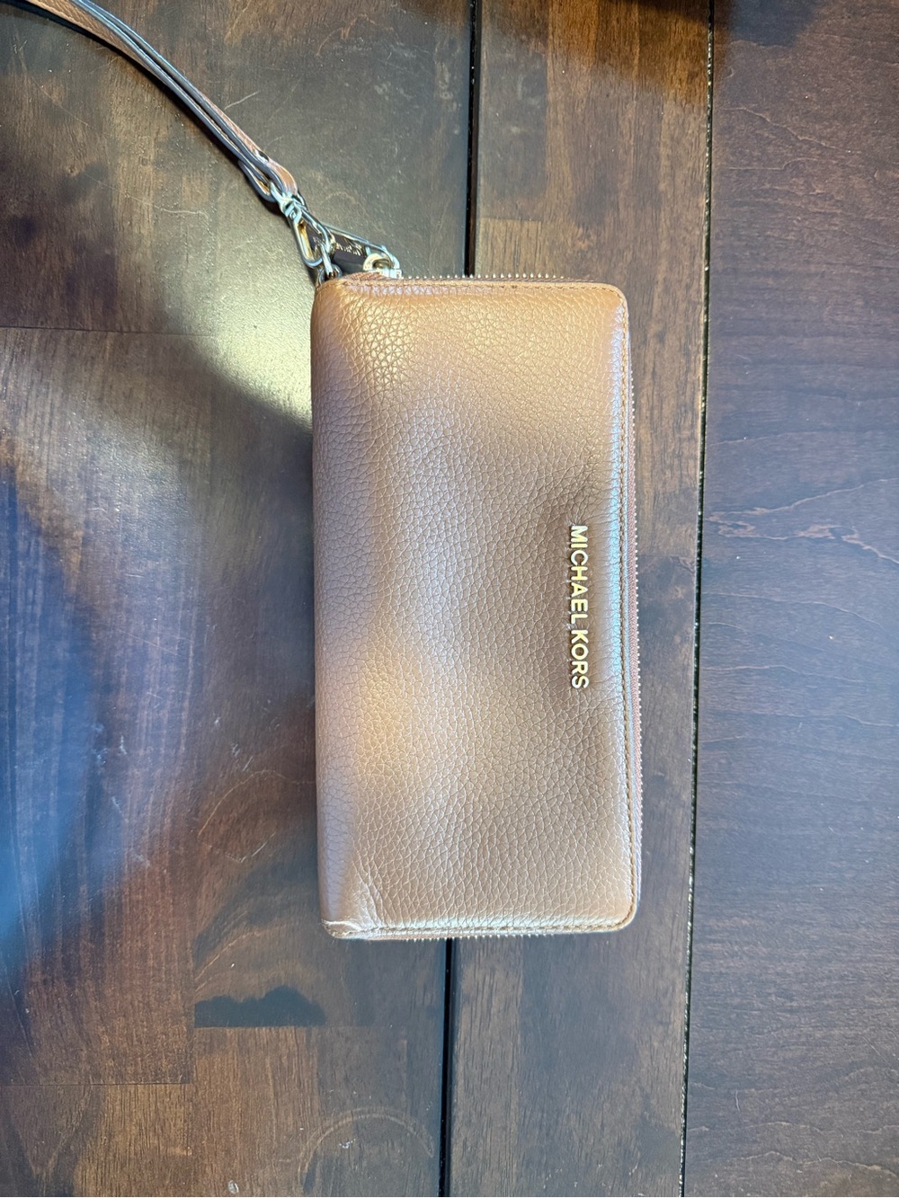 Michael Kors Pebbled Leather Wristlet in Taupe
